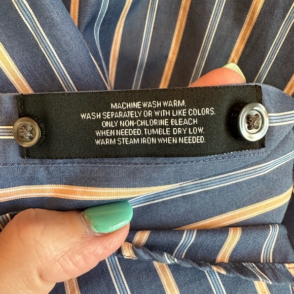 Kenneth  Roberts Platinum Button Up Long-sleeve Men's XL Blue Tan Stripe Shirt - Picture 8 of 10